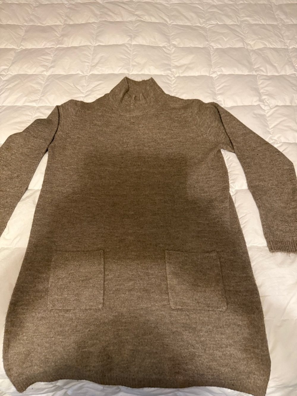 Max Studio Taupe Mock Neck Midi Sweater Dress